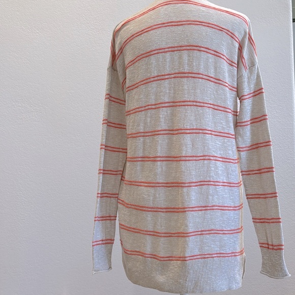 Madewell women’s stripped orange & cream cardigan sweater with pockets size xxs - Picture 3 of 5